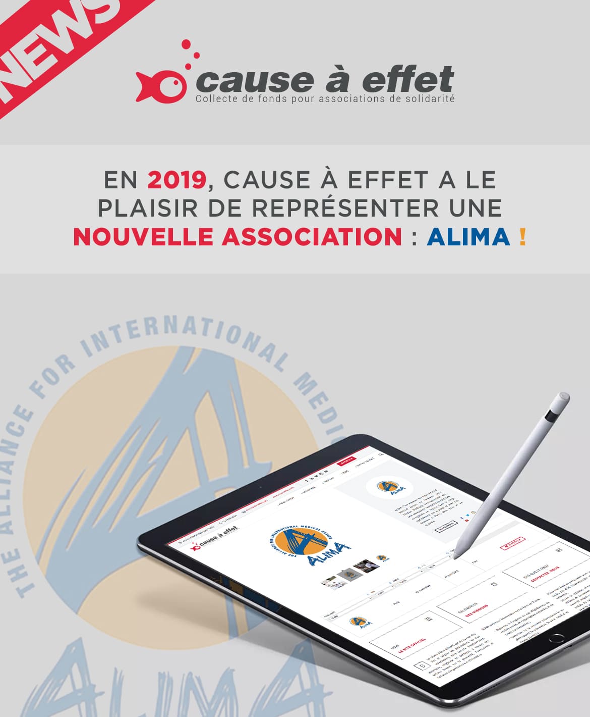 2019, Cause a Effet représente une nouvelle association : ALIMA